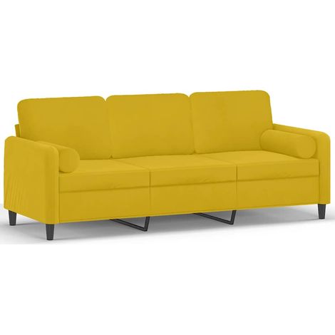 Maison Exclusive - Divano a 3 Posti con Cuscini Giallo 180 cm in Velluto