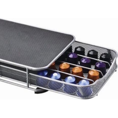 Porte-capsules de café, étagère à café de type tiroir, spécialement conçu pour Nespresso, pouvant contenir 40 capsules argentées. (1/5)