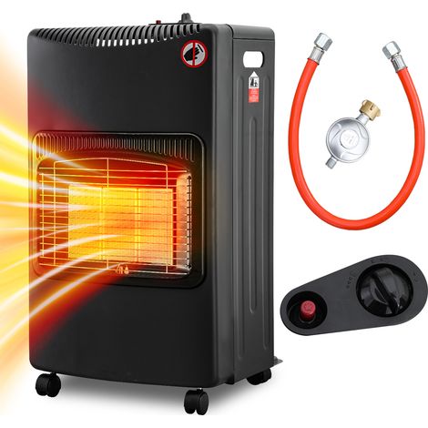 Randaco Gasheizer 4200W Keramik, 3 Heizstufen, ODS & Kippschutz, inkl. Druckregler und Schlauch, 4 Rollen (1/5)