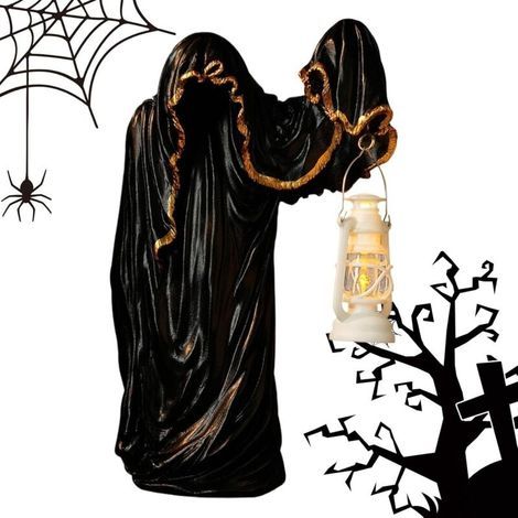 Decoración de fantasmas, lámpara de mesa decorativa con forma de fantasma, decoración de terror para Halloween, perfecta para el dormitorio, la sala de estar, el patio exterior y el jardín. (1/5)