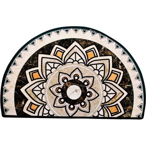 Demi-Cercle Paillasson, Style Nordique Tapis D'Entrée Tapis Ultra Absorbant Bienvenue Tapis Antidérapant PVC Impermeable Bas pour Entrée Cuisine Salle De Bains50×75CM(20×30in)