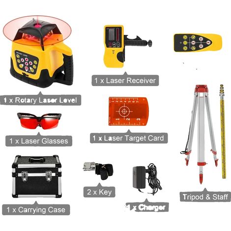 Nivel láser rotativo, escaneo de 360 ​​grados, mecanismo de autonivelación, kit de haz rojo 1 (1/2)
