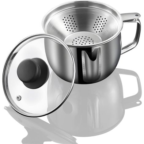 Séparateur de Graisse D'huile, 1000ML Filtre Huile Alimentaire en Acier Inoxydable 304, Pot à Huile de Soupe de Filtre à Huile Domestique pour Bol de Séparation D'huile de Sauce (1/5)
