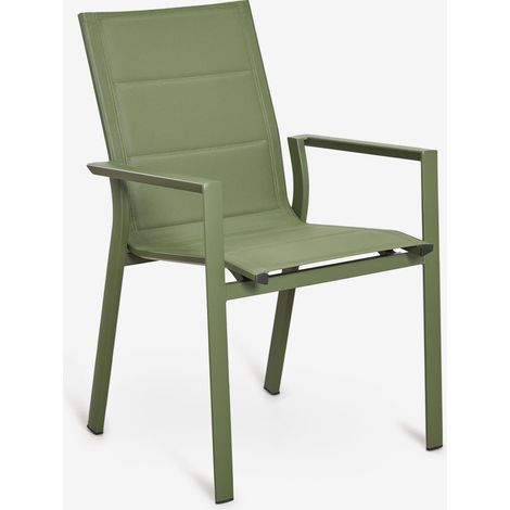 SKLUM 4er-Pack stapelbare Gartenstühle mit Armlehnen aus Aluminium Karena Tiefes Grün Olive