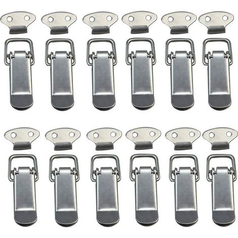 12pcs Attaches capot à levier - Loquet à bascule avec ressort Crochet acier inoxydable - Coffret boîte tiroir armoire (1/5)