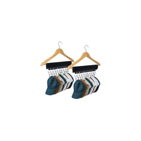 Espositore per cappellini da baseball in due parti con 10 clip in acciaio inox - supporto per riporre ed esporre cappellini, nero, perfetto per riporre cappelli e accessori. - Crezuo