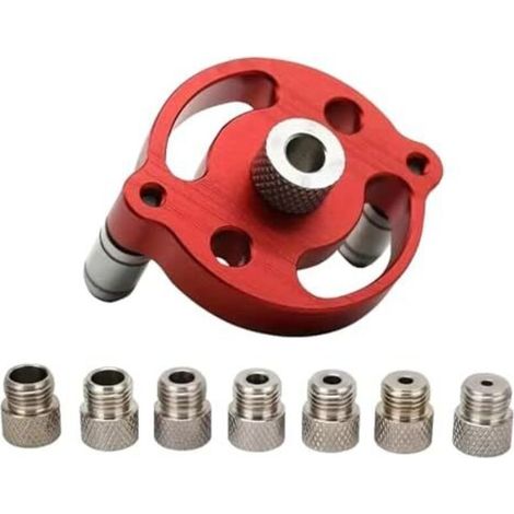 CSPARKV Kit de gabarit de perçage vertical auto-centrant 3/4/5/6/7/8/9/10 mm, bagues de perçage, perforatrice droite pour le travail du bois, outil de positionnement de gabarit de positionnement (roug (1/5)