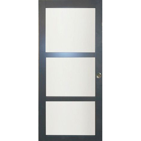 Vetro rivestito grigio antracite Porta scorrevole larghezza 73 + 2 gusci installati