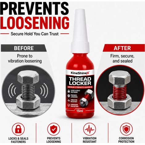 KineShineX strength threadlocker, screw anti-loosening adhesive, mechanical bolt anti-vibration, slippage sealant, and rust prevention. (1/5)