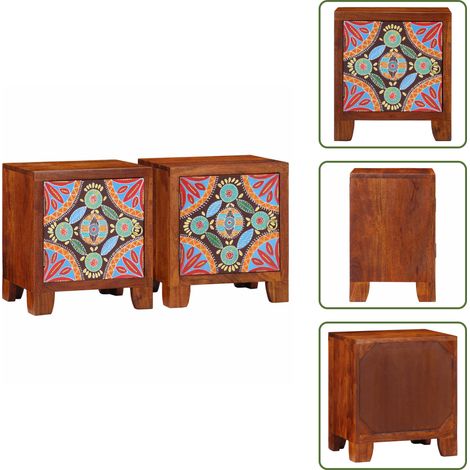 vidaXL Nachttisch 2 Stk. 40x30x45 cm Massivholz Akazie (1/5)