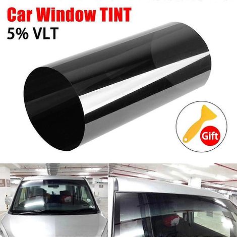 Film solaire teinté noir transparent 150 x 20 cm pour pare-brise de voiture, protection solaire anti-UV. Accessoires auto. (1/5)