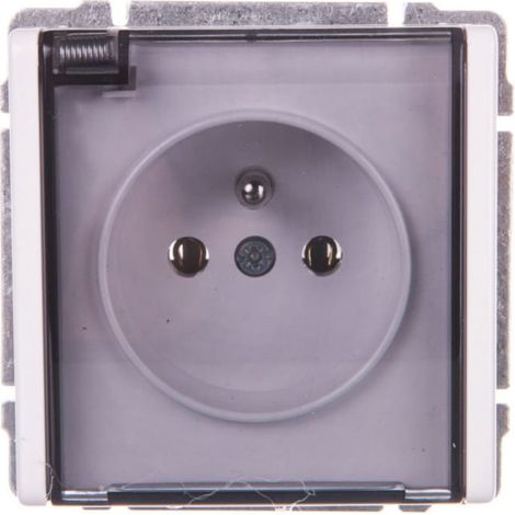 KOS66 Spritzwassergeschützte Steckdose mit/ohne IP44 mit Abdeckungen, Rauchschutzklappe, weiß 660440