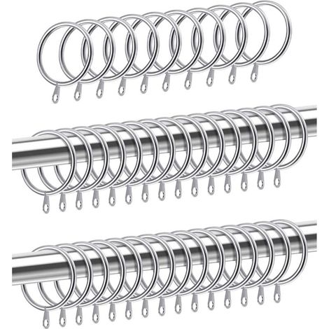 40 Pack Anneaux de Suspension en Métal pour Rideaux et Tringles, Diamètre Intérieur 30 mm, Anneaux en Métal Argenté, pour Tringles à Rideaux Accessoires rideau (1/5)