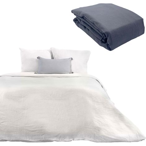 Parure 260x240 gaze coton BLANCHE + DH OBIO anthracite 140x200 (1/4)