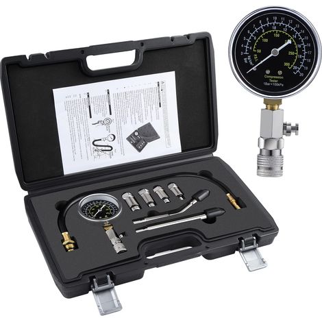 Tester di compressione del motore, kit di test di compressione per autoveicoli, strumento diagnostico del manometro del motore a benzina, manometro di compressione della benzina (1/5)