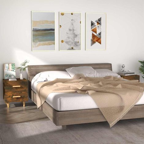 vidaXL Mesitas de noche 2 unidades color roble ahumado 40x35x47,5 cm (1/5)