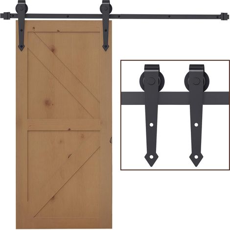 Kit de rail pour porte coulissante simple en acier au carbone de style rustique, marron