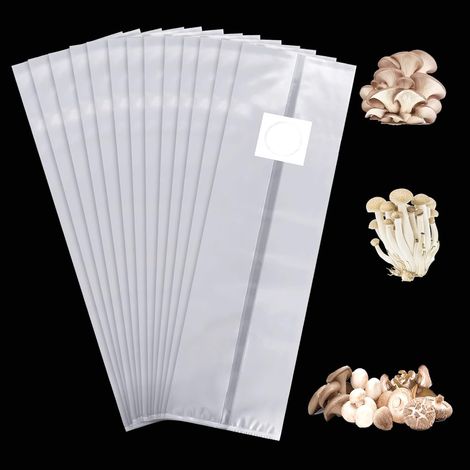 Culture de Champignons, 24 Pièces Sacs de Culture de Champignons, 25 × 50 cm Mushroom Spawn Grow Bag avec Filtre Indéchirables et Solides pour Horticulture Tente de Culture Serre (1/5)