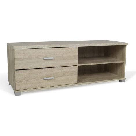 Mobile porta tv con cassetti e ripiani in rovere 120x40x43,5cm (1/4)