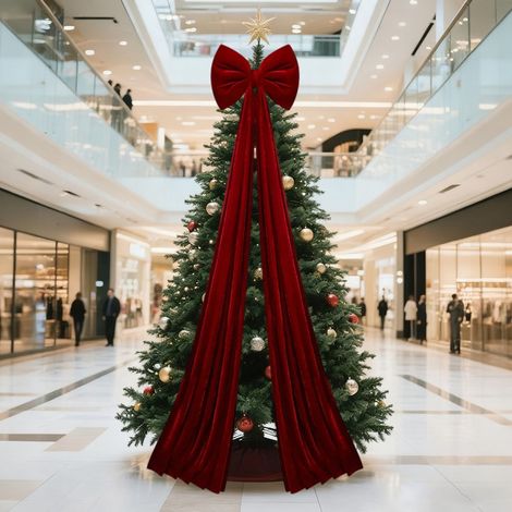 Ribbon Bow - Velours Rouge Vin - Décoration Arbre De Noël Et Vitrine - 200 x 40 cm - 1 Pièce (1/5)