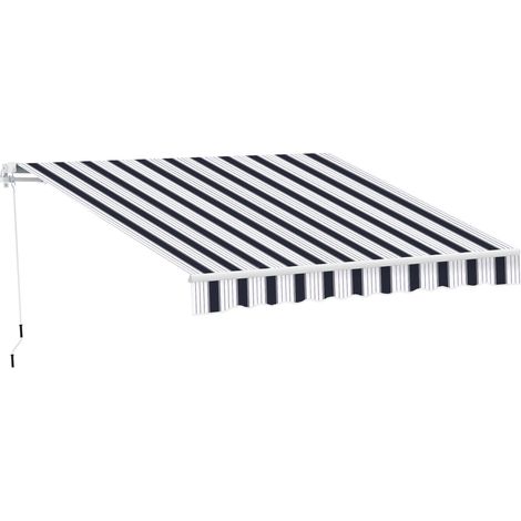 Tenda da Sole Avvolgibile a Parete Manuale a Righe Blu e bianco 2.5x2m (1/5)