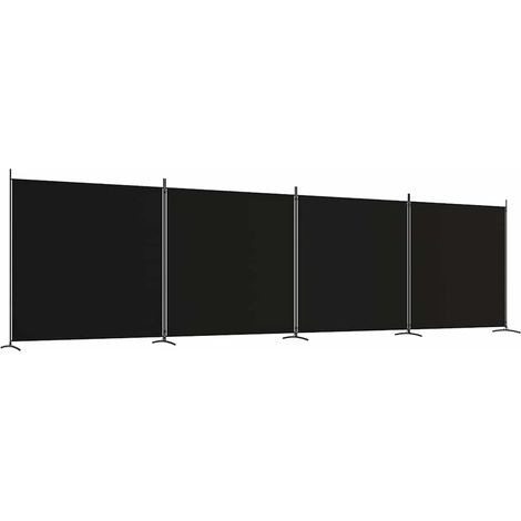 Biombo divisor de 4 paneles de tela negro 698x180 cm vidaXL