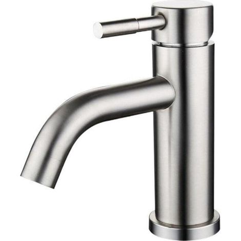 Robinet lavabo inox brossé monocommande mitigeur réglable eau chaude froide, finition mat, pour salle de bain, débit ajustable, design moderne (1/5)