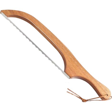 Cuchillo de pan de acero inoxidable serrado con mango de madera para hornear y cocinar. (1/5)