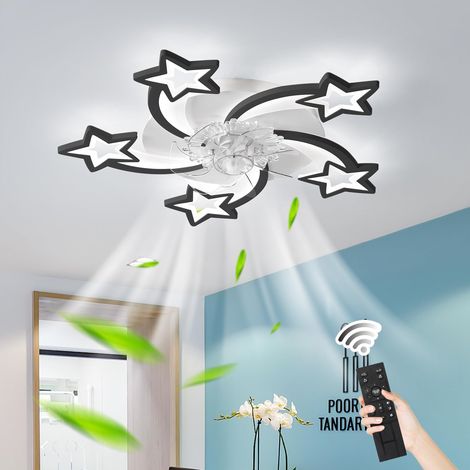 Ventilateurs de plafond de 74 cm avec lumières, ventilateur de plafond semi-encastré à intensité variable avec application et télécommande, noir (1/5)