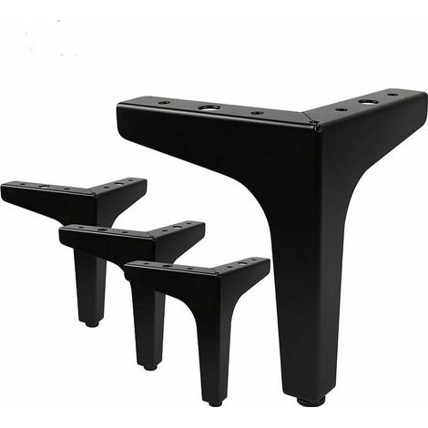 Set of 4 Furniture Legs Loads up to 600 KG Superma, Modern Metal Table Legs in Triangle Shape 16 Screws and 4 Leg Protectors, Black(15cm) (1/5)
