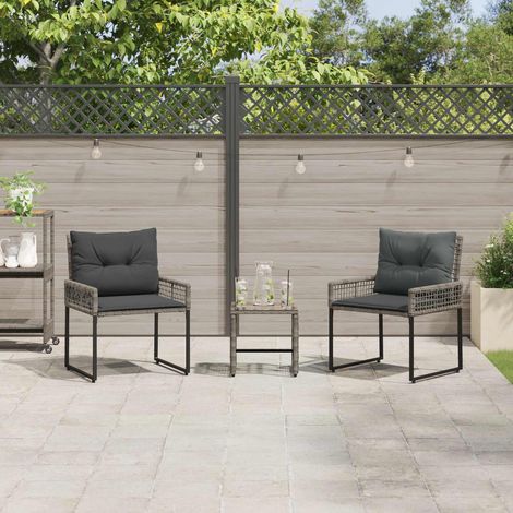 vidaXL  Outdoor Furniture Set  with Cushion 3 pcs Grey