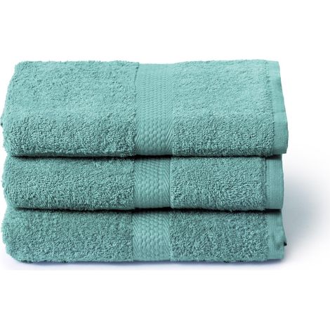 Grande Serviette de Bain 3 x 55 x 105 cm, Coton 100% – Doux et Absorbant, Visage et Usage Quotidien, Serviette de Douche, Grande Toile, Menthe (1/5)
