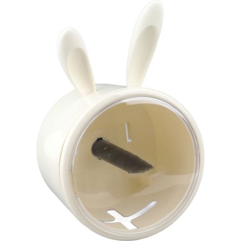 Porte Rouleau de Papier Toilette en Plastique, Lapin Mignon, Transparent, Montage Mural, Boîte de Rangement et Distributeur pour Salle de Bain Cuisine, Blanc (1/5)