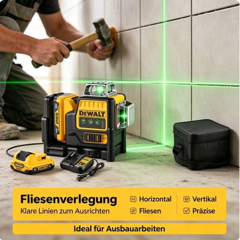 DeWalt DW089LG Laserwasserwaage mit integrierter Magnethalterung, Set inkl. Akku und Ladegerät 12V (1/4)