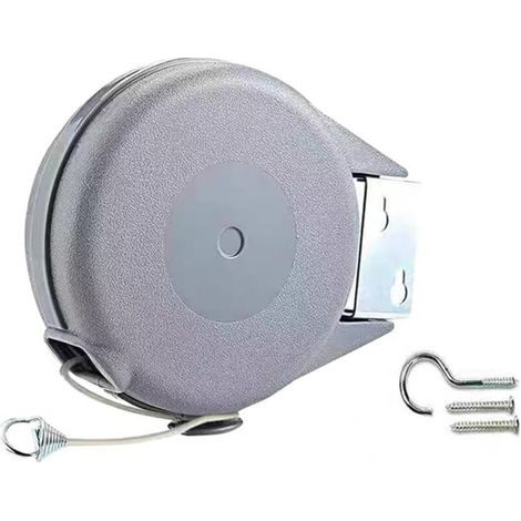 12m Corde à linge rétractable de pour l'extérieur cordon rétractable en PVC corde à linge rétractable fixée au mur pour l (1/4)