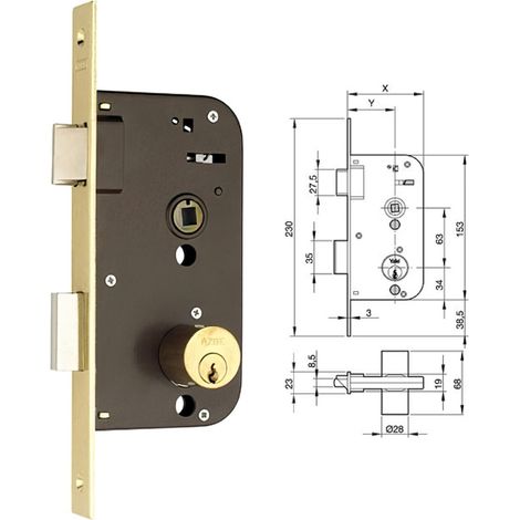 YALE cerradura yale 45-hl/ 80 , Cerradura Yale / Azbe 45-hl/ 80. - Cerradura de embutir.- Caja cerrada. Doble cilindro.- Picaporte reversible y pal