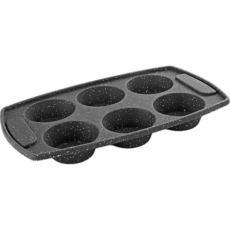 Moule À Muffins - 6 Cavités - Silicone Haute Température - Finition Pierre Granit - 29,5 x 17,7 x 3,5 cm - 1 Pièce (1/5)