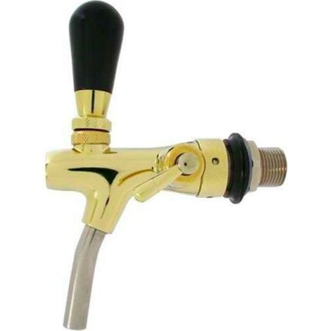 Zapfhahn, Kompensatorhahn, Bierzapfhahn, Schankhahn - selbstschließend, gold, Gewindelänge: 35 mm