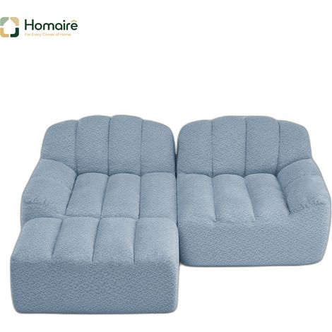 Canapé modulable en polaire bleu avec accoudoirs 210 x 165 x 79 cm HOMAIRE (1/5)