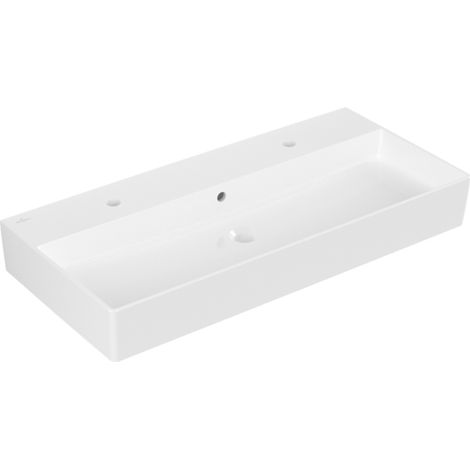 Villeroy & Boch Memento 2.0 Wandwaschbecken, 2 Hahnlöcher, mit