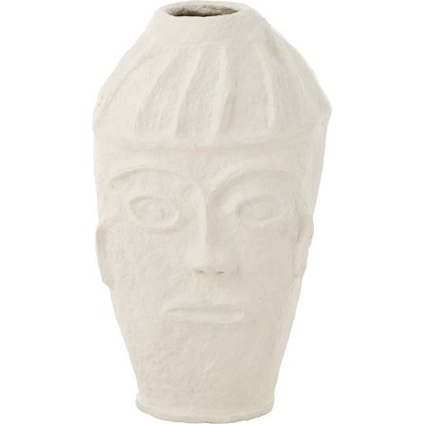 Pot Déco en Papier Mâché "Face" 95cm Blanc