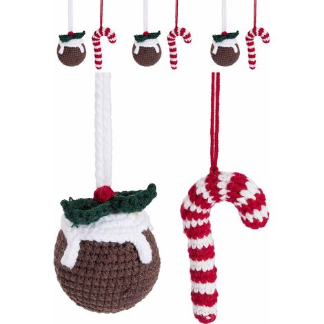 Set 6 addobbi per al bero di Natale in maglia, lavorati a mano - 5 x 10 cm (1/3)