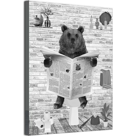 Poster quadro orsetto divertente bagno 2.6x90 cm nero (1/5)