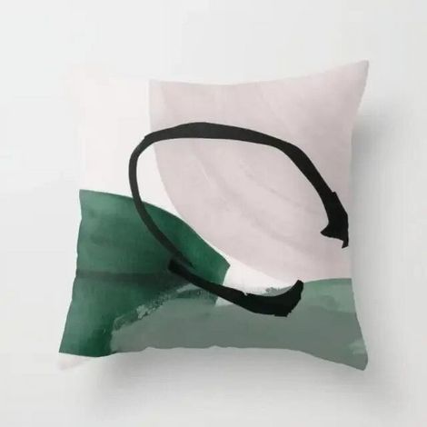 Taie D'oreiller - Coton Linen Mélangé - Motif Aquarelle Abstrait Double Face - Pour Canapé Lit Chaise Bureau Extérieur - 40x40 cm (1/5)