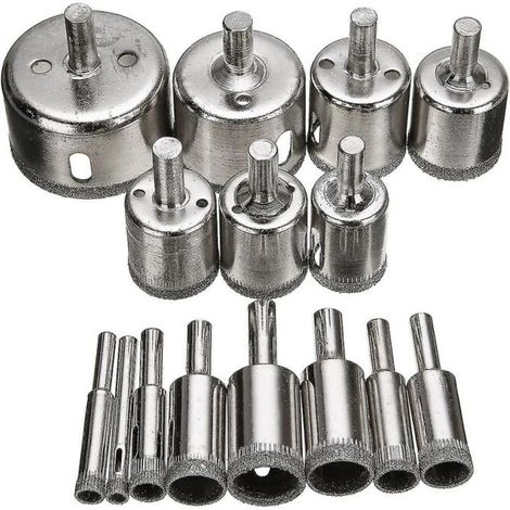 Jeu de forets à revêtement diamant 6mm-50mm, 15 pièces, pour carrelage, marbre, verre, céramique, scie cloche, outils électriques