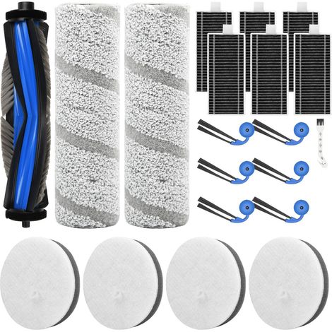 21 Stück Zubehör für Ecovacs X11 OMNICYCLONE Saugroboter, Ersatzteile mit 1 Hauptbürste, 4 Wattefilter, 2 Wischwalze, 6 Filter, 6 Seitenbürsten (1/5)