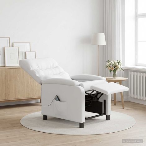 vidaXL Fauteuil de massage inclinable Blanc Simili cuir (1/5)