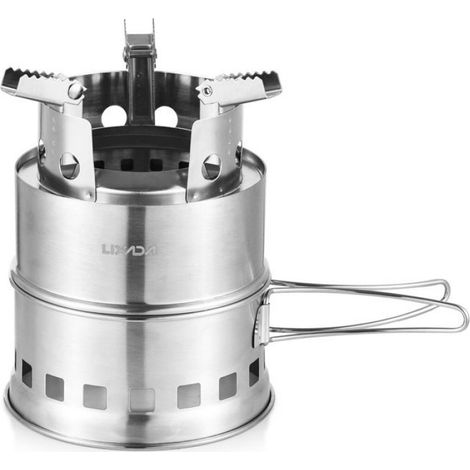 poêle à bois de camping Réchaud de Camping Portable, poêle de survie à bois et à alcool, compact et sport camping Argent (1/4)