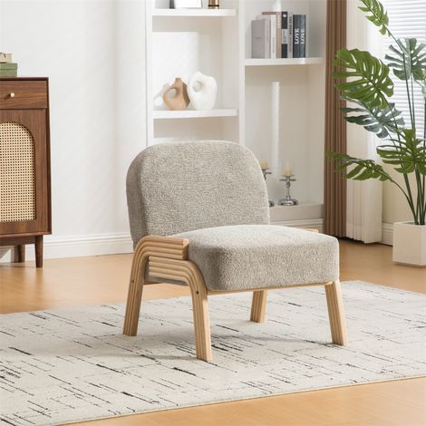 Fauteuil Loungesessel Scandinave en Tissu - 72x61x78cm - Chaise d'Appoint sans Accoudoirs Salon Chambre Tissu Chenille - Gris (1/5)