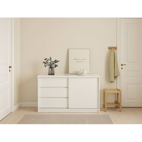 Dmora - Aparador Nathalie, Bufé de salón, Aparador de salón, Despensa de cocina, 119x50 h76 cm, Blanco brillante (1/5)